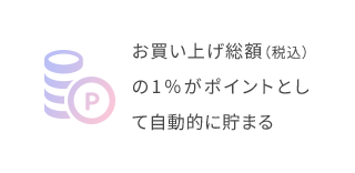 お買い上げ総額（税込）の1％がポイントとして自動的に貯まる