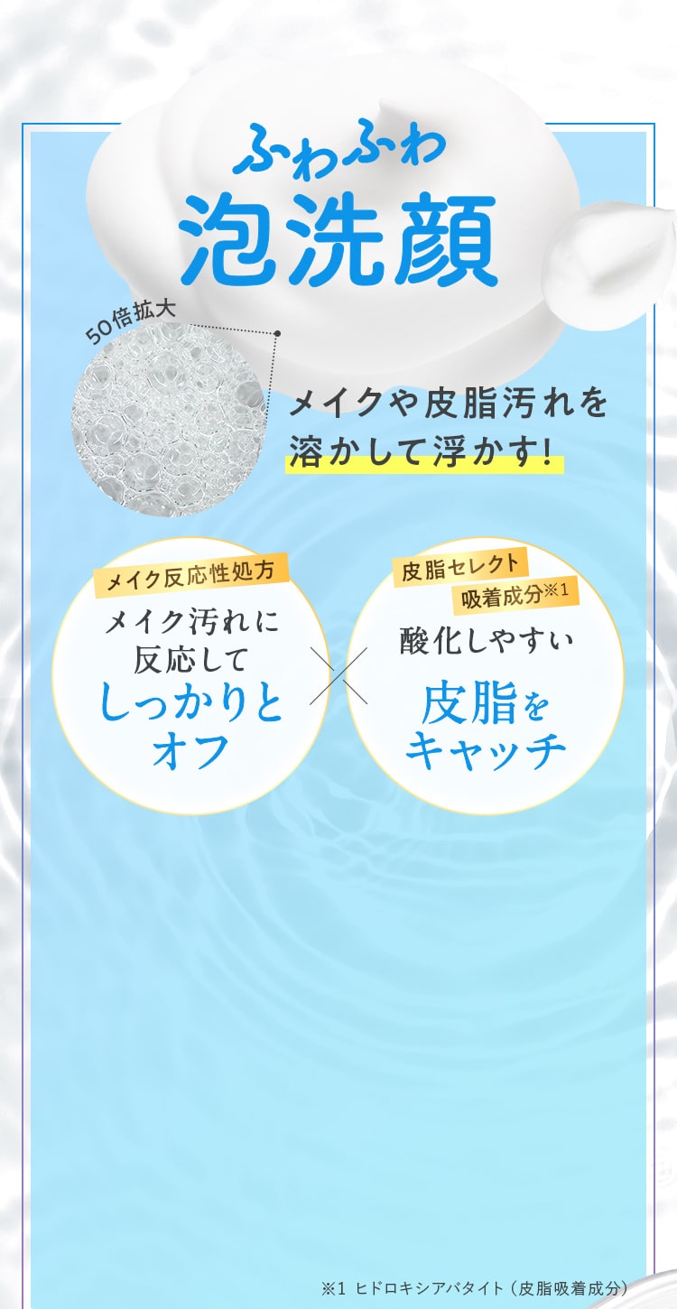 ふわふわ泡洗顔メイクや皮脂汚れを溶かして浮かす！メイク汚れに反応してしっかりとオフ酸化しやすい皮脂をキャッチ