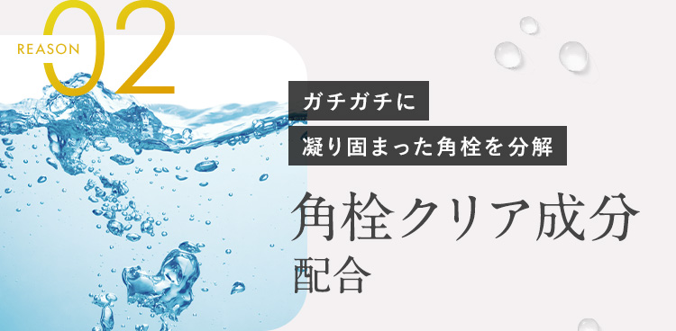 REASON02 ガチガチに凝り固まった角栓を分解 角栓クリア成分配合