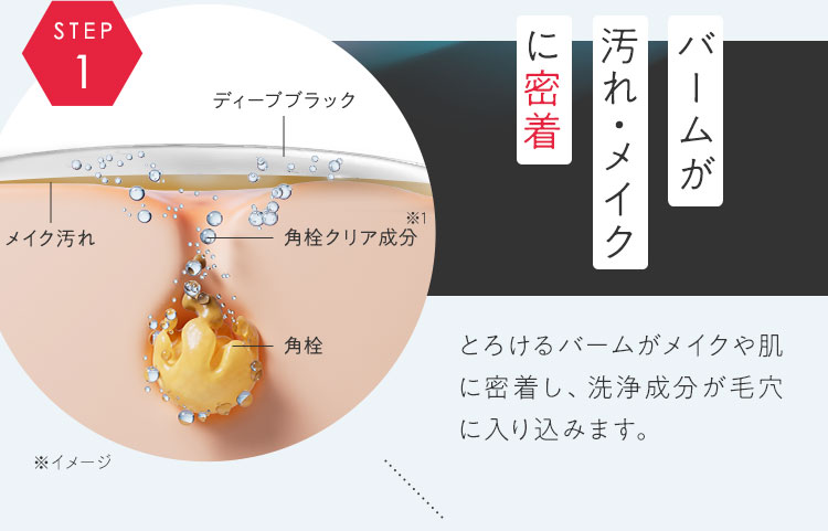 バームが汚れ・メイクに密着